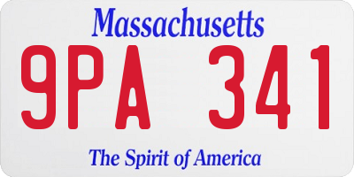MA license plate 9PA341