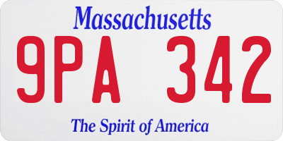 MA license plate 9PA342