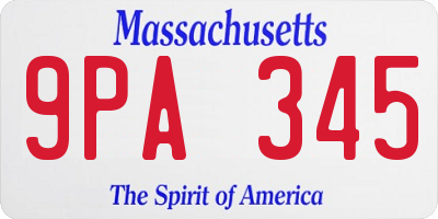 MA license plate 9PA345