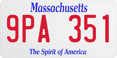 MA license plate 9PA351