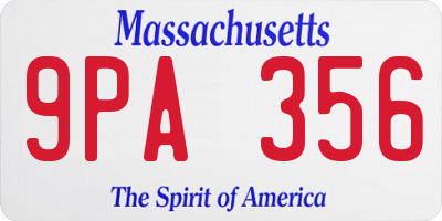MA license plate 9PA356