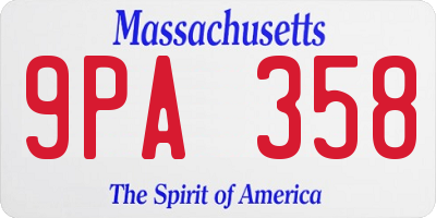 MA license plate 9PA358