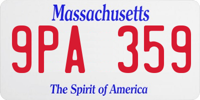 MA license plate 9PA359