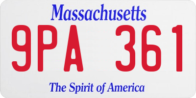 MA license plate 9PA361
