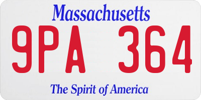 MA license plate 9PA364