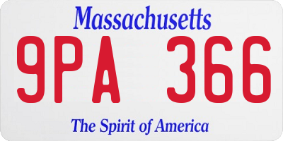 MA license plate 9PA366