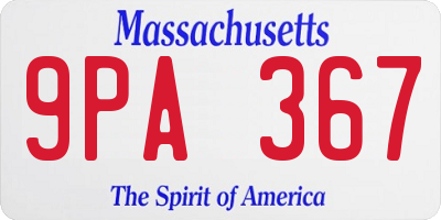 MA license plate 9PA367