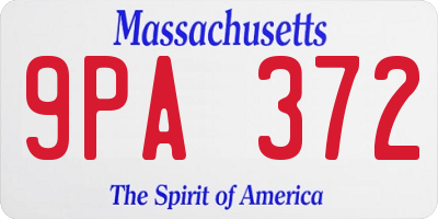 MA license plate 9PA372