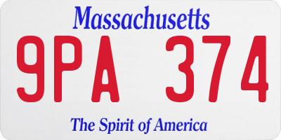 MA license plate 9PA374
