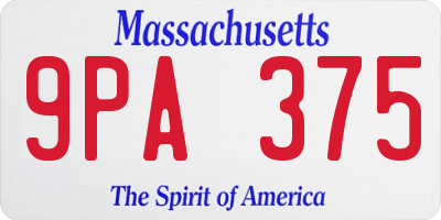 MA license plate 9PA375