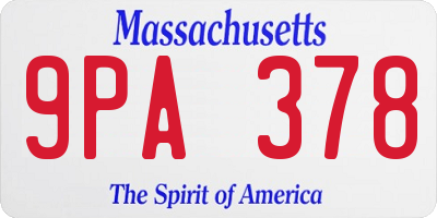 MA license plate 9PA378