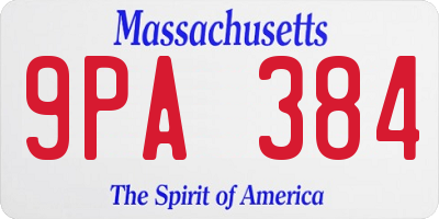 MA license plate 9PA384