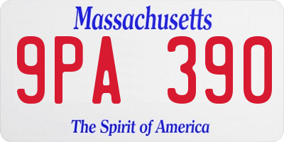 MA license plate 9PA390