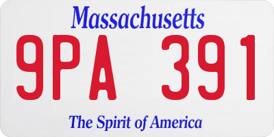 MA license plate 9PA391