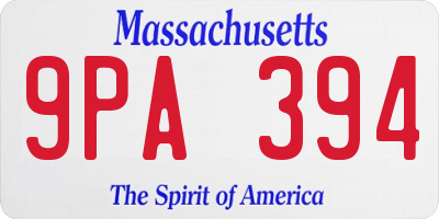 MA license plate 9PA394