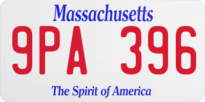 MA license plate 9PA396