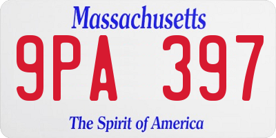 MA license plate 9PA397