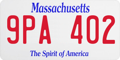 MA license plate 9PA402