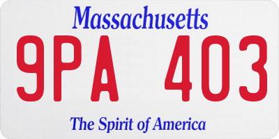 MA license plate 9PA403