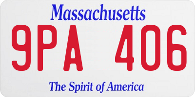 MA license plate 9PA406