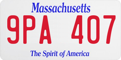 MA license plate 9PA407