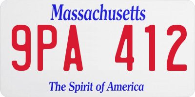 MA license plate 9PA412