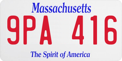MA license plate 9PA416