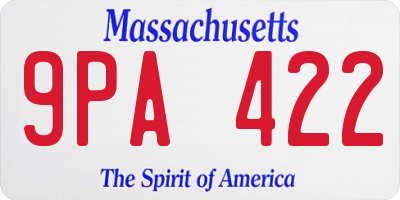 MA license plate 9PA422