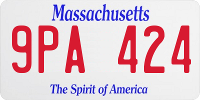 MA license plate 9PA424