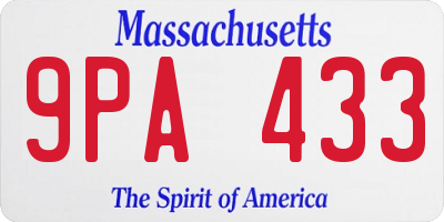 MA license plate 9PA433