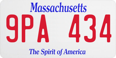 MA license plate 9PA434
