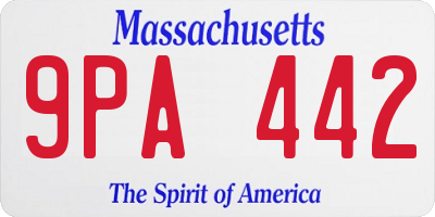 MA license plate 9PA442
