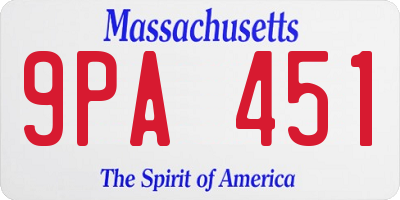 MA license plate 9PA451
