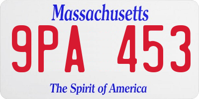 MA license plate 9PA453