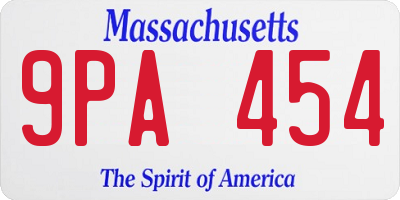 MA license plate 9PA454