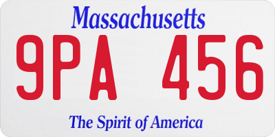 MA license plate 9PA456