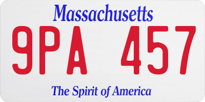 MA license plate 9PA457