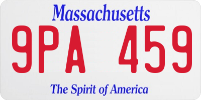 MA license plate 9PA459