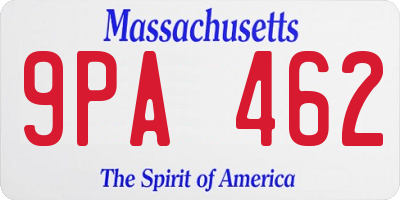 MA license plate 9PA462