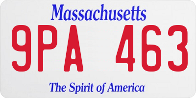 MA license plate 9PA463