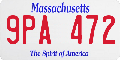 MA license plate 9PA472