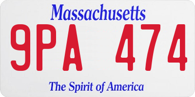 MA license plate 9PA474