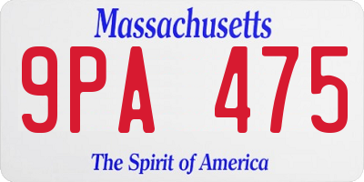 MA license plate 9PA475