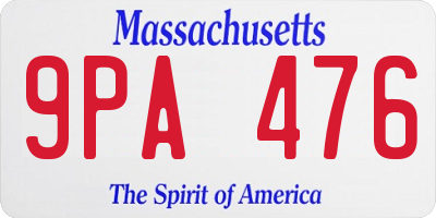 MA license plate 9PA476