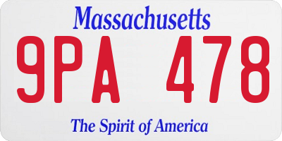 MA license plate 9PA478
