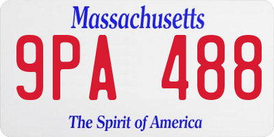 MA license plate 9PA488