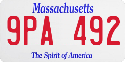 MA license plate 9PA492