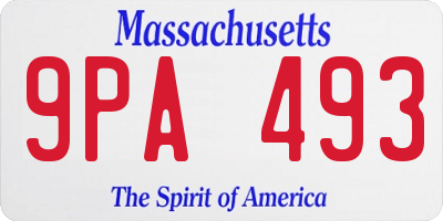 MA license plate 9PA493