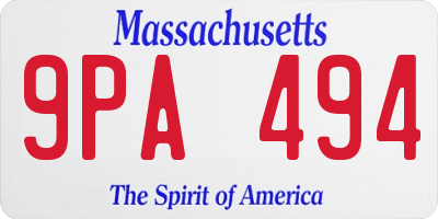 MA license plate 9PA494