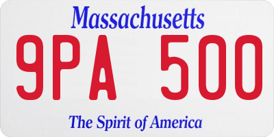 MA license plate 9PA500